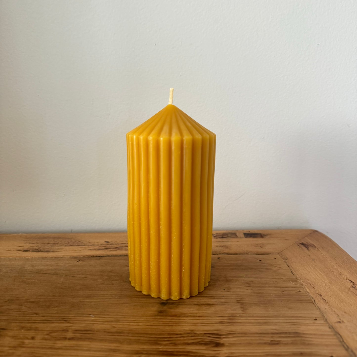 Beeswax Ribbed Pillar Candle Large