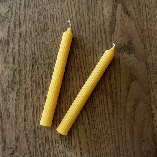 2pk Ribbed Beeswax Taper Candles
